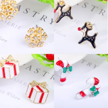 Hot Predaj Vianočné Náušnice s Vianočné Ucho Stud Crystal Bell Snowflake Vianočný Stromček Ucho Krúžky