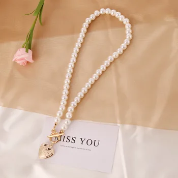 Hot Predaj šperkov s láskou-tvar retro pearl všestranný clavicle náhrdelník prívesok pre ženy, ženské darčeky veľkoobchod