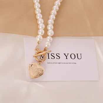 Hot Predaj šperkov s láskou-tvar retro pearl všestranný clavicle náhrdelník prívesok pre ženy, ženské darčeky veľkoobchod