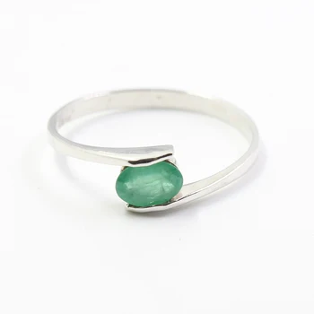Hotsale striebro emerald krúžok pre zapojenie 4 mm * 6 mm prírodné I triedy emerald strieborný prsteň reálne 925 silver emerald šperky