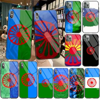 HPCHCJHM Cigán Rómske Rómskej Vlajky Telefón Prípade kryt Plášťa Tvrdeného Skla Pre iPhone 11 Pro XR XS MAX 8 X 7 6 6 Plus SE 2020 prípade