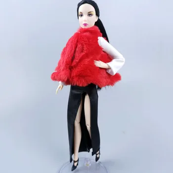 Hračky Pre Deti Lady White, Čierne Šaty & Červený Kabát Pre Bábiku Barbie Oblečenie, Oblečenie Set pre 1/6 Bábika Príslušenstvo