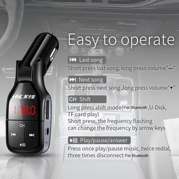 HSC YC37 Dual USB 3.1 Auto Nabíjačka, Bluetooth, MP3 Prehrávač, Rýchle Nabitie Podpora TF Kariet U-Disk Smart Charge Silné Kompatibilita