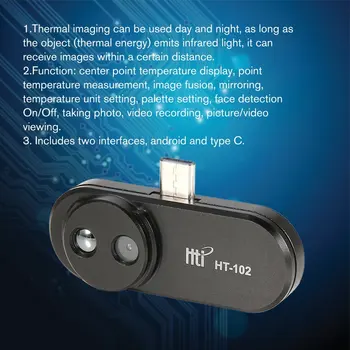 HT-102 Mobilný Telefón Tepelnej Infrared Imager Podpora Video Obrázky pre Android Typu C Tepelné Zobrazovanie Teploty Detektor