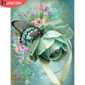HUACAN 5D Diamond Maľby Plné Námestie/Kolo Motýľ A Kvetinové Výšivky Predaj Obrázok Drahokamu Diamond Mozaiky Domova