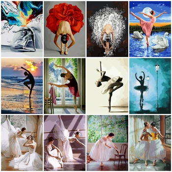 HUACAN Olej Maľovanie Podľa Čísel, Balet Girl Ručne Maľované Na Plátne DIY Tanečník Obrázky Darček Moderné Domáce Dekorácie na Stenu Umenie