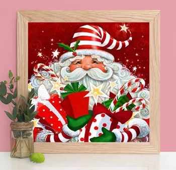 HUACAN Vianočné Diamond Maľovanie Plný Vrták Námestie Diamond Výšivky Santa Claus Cross Stitch Obraz Drahokamu
