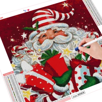 HUACAN Vianočné Diamond Maľovanie Plný Vrták Námestie Diamond Výšivky Santa Claus Cross Stitch Obraz Drahokamu
