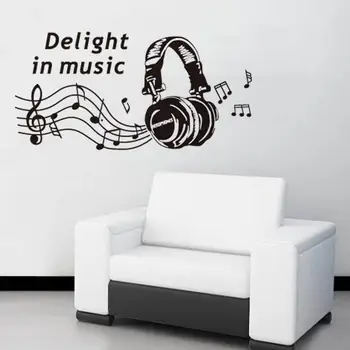 HUDOBNÉ POZNÁMKY Headset Stenu, Nálepky Vymeniteľné Domov nástenná maľba Odtlačkový Vinylové fólie Wall Art Decor