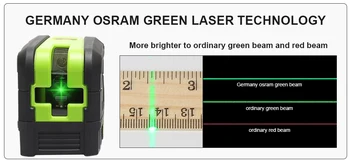 Huepar 9211G Zelený Lúč Lasera Úroveň 2 Kríž Linky 2 Body Profesionálne 180 Stupňov Self-vyrovnanie Nivel Laserové Diagnostické Nástroje