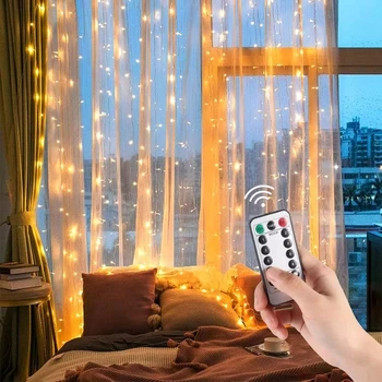 HUIRAN 3m LED Rozprávkových Svetiel Garland Opony Lampa Diaľkové Ovládanie USB String Svetlá, Vianočné Dekorácie pre Domov Spálne Okno