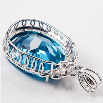HuiSept Elegantné 925 Strieborný Náhrdelník Šperky pre Ženy Oválny Tvar Sapphire Zirkón Drahokamy Prívesok Svadobné Ozdoby Veľkoobchod