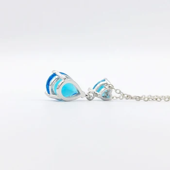 HuiSept Trendy 925 Strieborných Šperkov Náhrdelník Kvapka Vody Heart-shape Drahokam Zafír Prívesok Ornament pre Ženy, Svadobné Veľkoobchod