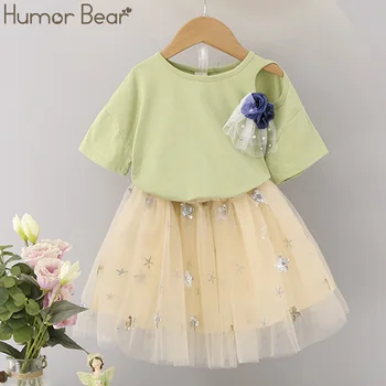 Humor Medveď SummerShort Rukáv Dievčatá Oblečenie Sady Deti Oblečenie Oka Rôznorodému Dizajnu Deti Oblečenie Vhodné pre 3-7 rok