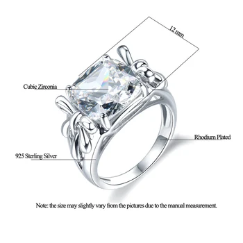 Hutang 5.0 ct cubic zirconia pevné 925 sterling silver solitaire prstene pre ženy, svadobné zapojenie princezná strany