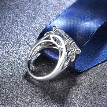 Hutang 5.0 ct cubic zirconia pevné 925 sterling silver solitaire prstene pre ženy, svadobné zapojenie princezná strany