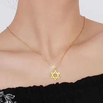 Hviezda David Náhrdelník Prívesok Pre Ženy Zlaté Nehrdzavejúcej Ocele Izrael Židovský Šperky Dropship