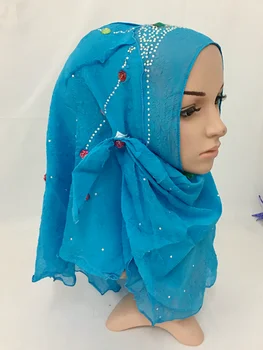 Hviezdy ružová Farba Šatku Hidžáb Moslimských Pohodlnejšie Okamžité Hidžáb s Tlačidlo vo Vnútri Nie je Potrebné Pin