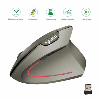 HXSJ vertikálne myši 2.4 G bezdrôtová myš, dobíjacia myš vstavané 600 mA batérie nastaviteľné 2400dpi vhodné pre office hra