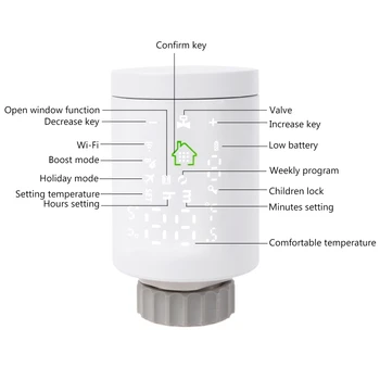 HY368 Wifi Zigbee3.0 TRV Termostat - Ventil Termostatické Radiátorové Radič Ohrievač Google-Home Alexa Hlas & APP Diaľkové Ovládanie