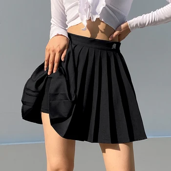 IAMSURE Preppy Štýl Bežné List Vyšívané 90. rokov Skladaná Sukňa kórejský Streetwear Módy Vysoký Pás Mini Sukne Pre Ženy