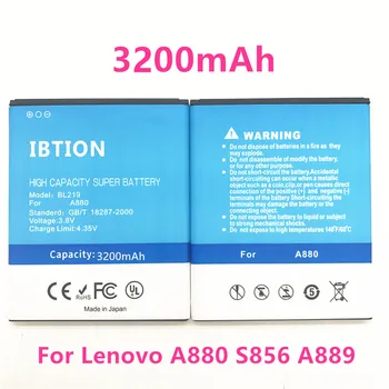 IBTION 3200mAh BL 219 BL219 Batérie pre Lenovo A880 S856 A889 A890e S810t A850+ A916 batérie