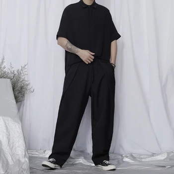 IEFB /pánskeho oblečenia Bežné nohavice dlhé dady nohavice 2021 jar nový dizajn, vysoký pás voľné širokú nohu, nohavice pre mužov streetwear 9Y2534