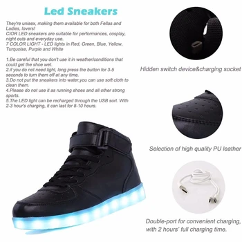 IGxx Dospelých LED Obuv Pre Mužov, LED Svetlo, Topánky Ženy Žiariace Svietiace LED Deti Topánky LED High LED Tenisky, USB Nabíjanie