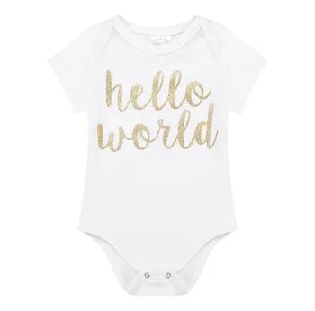 Iiniim Infantil Baby Dievčatá Hello World Oblečenie, Krátke Rukávy Romper s Bloomers hlavový most Set pre Novorodencov Foto Strany Oblečenie
