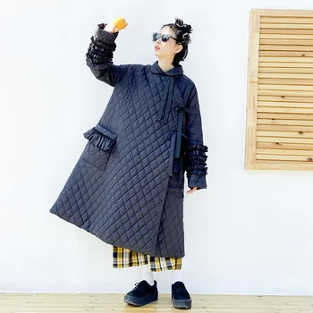 Imakokoni pôvodný Japonský dizajn šikmé čipky prešívaná bunda žena rozstrapatené čipky rukávy-