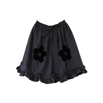 Imakokoni čierny kvet čipky nohavice originálny dizajn Japonský širokú nohu nohavice 20 Xia Xin 202909