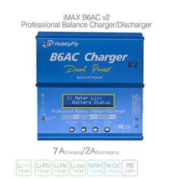IMAX B6AC V2 80W 6A Nabíjačka Dual Channel Balance Nabíjačku B6AC Multifunkčný Adaptér Li-ion, Nicd Lipo Batérie Discharger