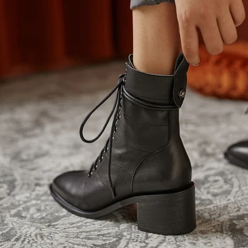 IN HOT Ženy členková obuv prírodná useň obuv jeseň a v zime Európskych a Amerických krátke topánky, plus veľkosť boku zips