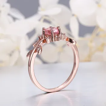 INALIS Rose Zlaté Prstene Pre Ženy S Okrúhle Ružové Umelé Drahokamy Krúžok Romantický Zásnubný Svadby, Módne Šperky Hot Predaj