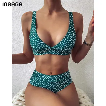 INGAGA Sexy Bikiny Žien Plavky Čierne Plavky s Push Up Biquini Vysoký Pás plavky Brazílsky tvaru Plaviek 2021
