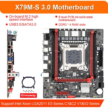 Ingsha X79 m-s doske sada USB 3.0 s Xeon LGA2011 E5 2630 V2 CPU 2x4GB=8GB 1333MHz DDR3 ECC REG pamäť M. 2 SSD SATA3.0