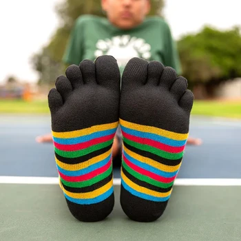 Injinji Prst Ponožky Sport Pôvodnej Hmotnosti Mini-Posádky Rainbow CoolMax Priedušná Jogy Dezodorant Basketbal Vianočné Fitness Ponožky