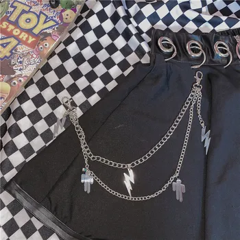 InsGoth Kovové Kain Pás Streetwear Módy Motýľ Lightning Prívesok Gotický Punk Harajuku Grunge Pásy Accessies Vintage Pásy