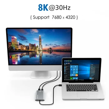 Intel Certifikované Thunderbolt 3 Typ C USB3.1 DisplayPort a Dual Do 8K Super Speed USB Hub Adaptér Pre Notebook/Stolový Wavlink