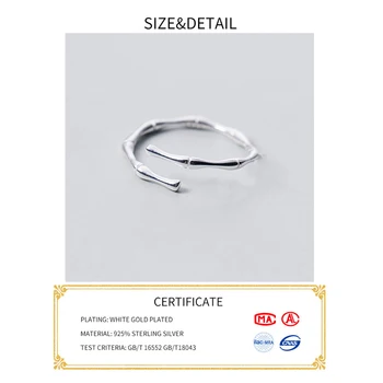 INZATT Reálne 925 Sterling Silver Bambusu Uzol Otvorenie Krúžku Pre Ženy Strany Roztomilý Jemné Šperky Minimalistický Príslušenstvo 2019 Darček