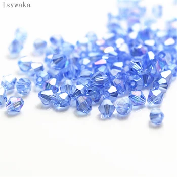 Isywaka Predaj Light Blue AB Farba 650pcs 3 mm Bicone Rakúsko Crystal Korálky Sklenené Korálky Voľné Dištančné Guľôčok pre DIY Šperky Robiť