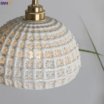 IWHD Japonský Nordic Štýl Moderný Prívesok Svetlá, Svietidlá, Jedáleň Obývacia Izba Bielej keramiky Visí Lampa Lamparas Vintage