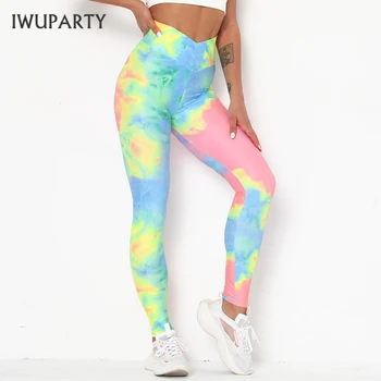 IWUPARTY Push Up Rainbow Legíny Ženy, tie-dye Legins Fitness Vysoký Pás Proti Celulitíde Leggins Cvičenie Sexi Jeggings 2020 Nové