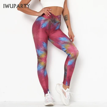 IWUPARTY Push Up Rainbow Legíny Ženy, tie-dye Legins Fitness Vysoký Pás Proti Celulitíde Leggins Cvičenie Sexi Jeggings 2020 Nové