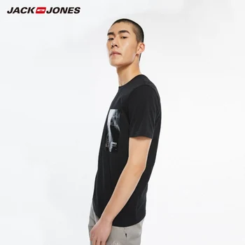 JackJones pánske Bavlna Rebrovaný okrúhlym výstrihom Tlačené-Krátke rukávy T-shirt| 219301530