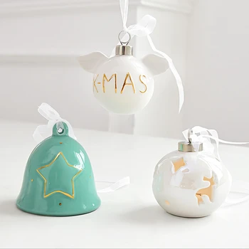 JADUOMA Vianočné Ozdoby, DOPLNKY, Keramické Vianočný Stromček v Tvare Navidad Bell Ornament Ozdoby Na Stromček Natal Zvony Pre Domáce