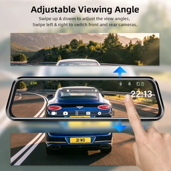 Jansite 2.5 K Car DVR Spätné Zrkadlo Dotykový Displej Dash Cam 1080P Zadná Kamera Auto Registrátor Stream Video Rekordér pre Nočné Videnie