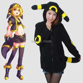 Japonsko, Anime Pokémon ženy hoodie Umbreon Noctali Nachtara mikiny bunda ženy, mikina s kapucňou, s uši, chvost, oči Dospelých