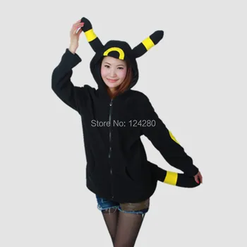 Japonsko, Anime Pokémon ženy hoodie Umbreon Noctali Nachtara mikiny bunda ženy, mikina s kapucňou, s uši, chvost, oči Dospelých