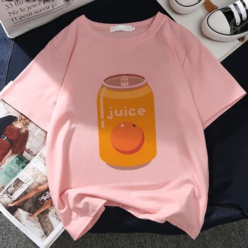 Japonsko Jahodový Džús Grafické Tlače T-shirt Ženy 2020 Nové Letné Módne Tričko Tee Harajuku Estetické Ružový Top Žena T Tričko
